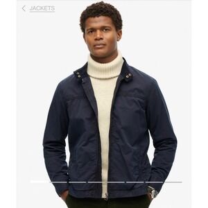 Superdry Mens Navy Blue Harrington Workwear Jacket M5011864A Full Zip Coat L